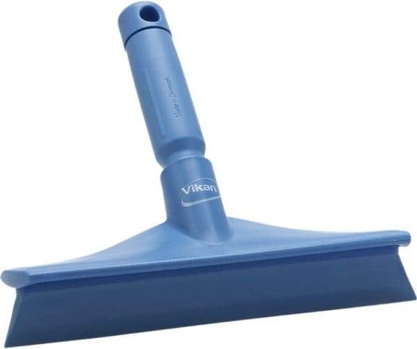 Vikan - 9.84" Rubber Blade Bench Squeegee - Single Edge, Blue, Plastic Holder - Benchmark Tooling