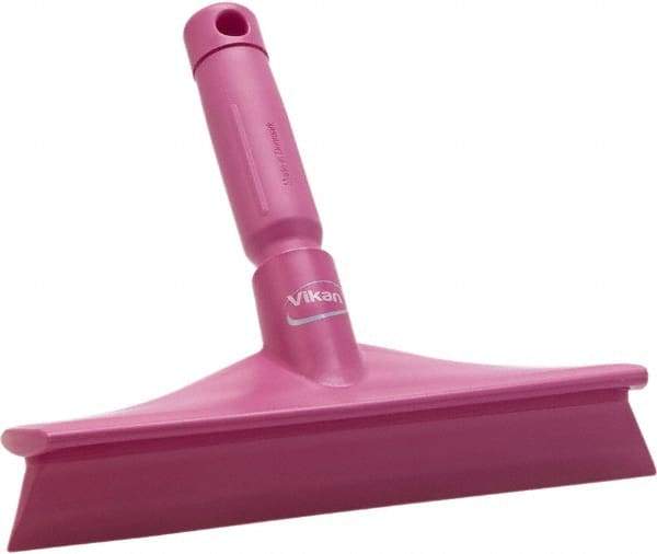 Vikan - 9.84" Rubber Blade Bench Squeegee - Single Edge, Pink, Plastic Holder - Benchmark Tooling