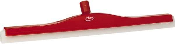 Vikan - 24" Foam Rubber Blade Floor Squeegee - Double Edge, Red, Plastic Holder - Benchmark Tooling