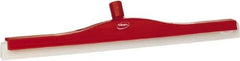 Vikan - 24" Foam Rubber Blade Floor Squeegee - Double Edge, Red, Plastic Holder - Benchmark Tooling