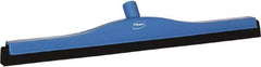 Vikan - 24" Foam Rubber Blade Bench Squeegee - Double Edge, Blue, Plastic Holder - Benchmark Tooling