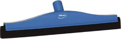 Vikan - 16" Foam Rubber Blade Bench Squeegee - Double Edge, Blue, Plastic Holder - Benchmark Tooling