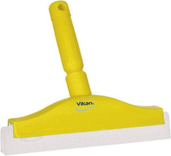 Vikan - 10" Foam Rubber Blade Bench Squeegee - Double Edge, Yellow, Plastic Holder - Benchmark Tooling