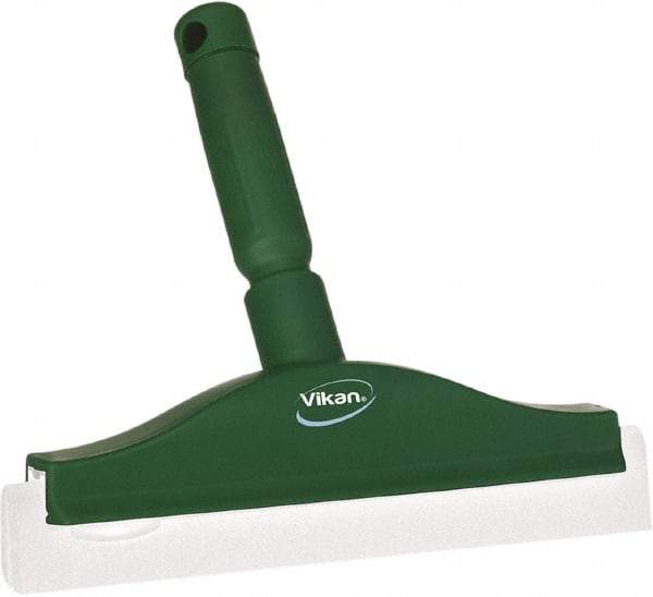 Vikan - 10" Foam Rubber Blade Bench Squeegee - Double Edge, Green, Plastic Holder - Benchmark Tooling