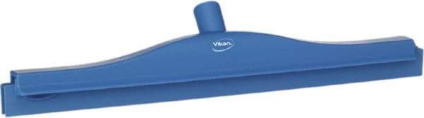 Vikan - 20" Rubber Blade Floor Squeegee - Double Edge, Blue, Plastic Holder - Benchmark Tooling