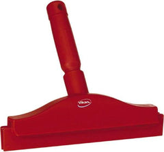 Vikan - 10" Rubber Blade Floor Squeegee - Double Edge, Red, Plastic Holder - Benchmark Tooling