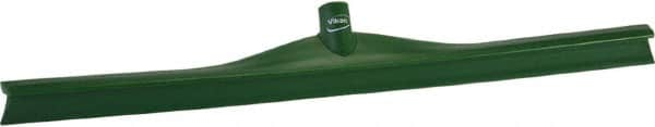 Vikan - 27.56" Rubber Blade Floor Squeegee - Single Edge, Green, Plastic Holder - Benchmark Tooling