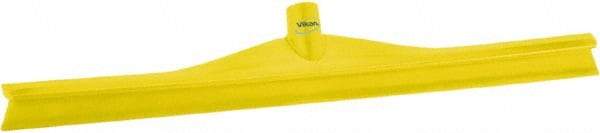 Vikan - 23.62" Rubber Blade Floor Squeegee - Single Edge, Yellow, Plastic Holder - Benchmark Tooling