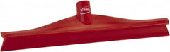 Vikan - 15-3/4" Rubber Blade Floor Squeegee - Single Edge, Red, Plastic Holder - Benchmark Tooling