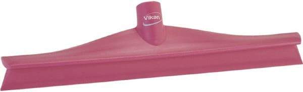 Vikan - 15-3/4" Rubber Blade Floor Squeegee - Single Edge, Pink, Plastic Holder - Benchmark Tooling