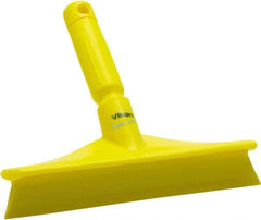 Vikan - 9.84" Rubber Blade Bench Squeegee - Single Edge, Yellow, Plastic Holder - Benchmark Tooling