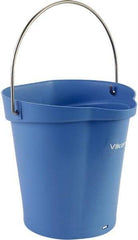 Vikan - 1-1/2 Gal, Polypropylene Round Blue Single Pail with Pour Spout - Handle Included - Benchmark Tooling