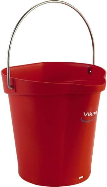 Vikan - 1-1/2 Gal, Polypropylene Round Red Single Pail with Pour Spout - Handle Included - Benchmark Tooling