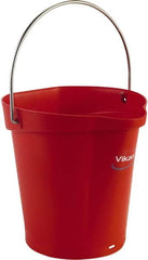 Vikan - 1-1/2 Gal, Polypropylene Round Red Single Pail with Pour Spout - Handle Included - Benchmark Tooling