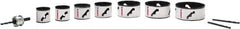 Lenox - 10 Piece, 2-1/8" to 4-5/8" Saw Diam, Plumber's Hole Saw Kit - Bi-Metal, Toothed Edge, Includes 7 Hole Saws - Benchmark Tooling