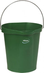 Vikan - 3 Gal, Polypropylene Round Green Single Pail with Pour Spout - Handle Included - Benchmark Tooling