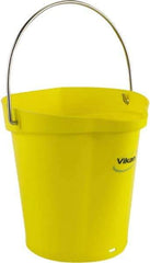 Vikan - 1-1/2 Gal, Polypropylene Round Yellow Single Pail with Pour Spout - Handle Included - Benchmark Tooling