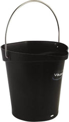 Vikan - 1-1/2 Gal, Polypropylene Round Black Single Pail with Pour Spout - Handle Included - Benchmark Tooling