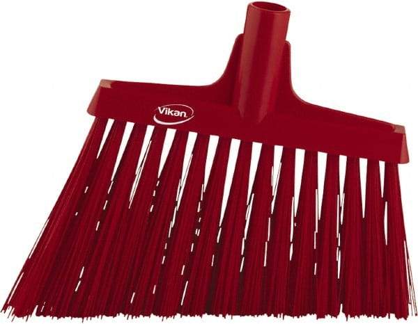 Vikan - 9-1/2" Wide, Red Synthetic Bristles, Angled Broom - Benchmark Tooling