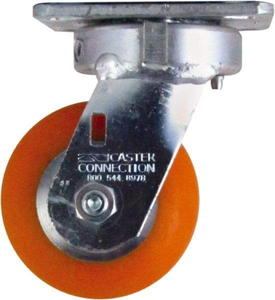 Caster Connection - 4" Diam x 2" Wide x 5-5/8" OAH Top Plate Mount Swivel Caster - Polyurethane on Aluminum, 700 Lb Capacity, Sealed Precision Ball Bearing, 4 x 4-1/2" Plate - Benchmark Tooling