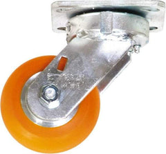 Caster Connection - 4" Diam x 2" Wide x 5-5/8" OAH Top Plate Mount Swivel Caster - Polyurethane on Aluminum, 700 Lb Capacity, Sealed Precision Ball Bearing, 4 x 4-1/2" Plate - Benchmark Tooling