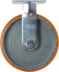 Caster Connection - 8" Diam x 2" Wide x 9-1/2" OAH Top Plate Mount Rigid Caster - Polyurethane on Iron, 1,500 Lb Capacity, Sealed Precision Ball Bearing, 4 x 4-1/2" Plate - Benchmark Tooling