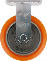 Caster Connection - 6" Diam x 2" Wide x 7-1/2" OAH Top Plate Mount Rigid Caster - Polyurethane on Aluminum, 1,000 Lb Capacity, Sealed Precision Ball Bearing, 4 x 4-1/2" Plate - Benchmark Tooling