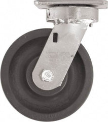 Caster Connection - 6" Diam x 2" Wide x 7-1/2" OAH Top Plate Mount Swivel Caster - High Grade Nylon, 1,500 Lb Capacity, Sealed Precision Ball Bearing, 4 x 4-1/2" Plate - Benchmark Tooling