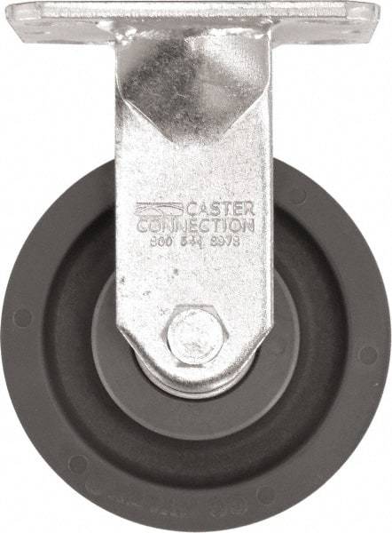 Caster Connection - 5" Diam x 2" Wide x 6-1/2" OAH Top Plate Mount Rigid Caster - High Grade Nylon, 1,200 Lb Capacity, Sealed Precision Ball Bearing, 4 x 4-1/2" Plate - Benchmark Tooling