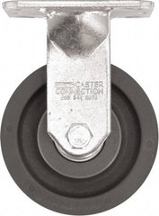 Caster Connection - 5" Diam x 2" Wide x 6-1/2" OAH Top Plate Mount Rigid Caster - High Grade Nylon, 1,200 Lb Capacity, Sealed Precision Ball Bearing, 4 x 4-1/2" Plate - Benchmark Tooling