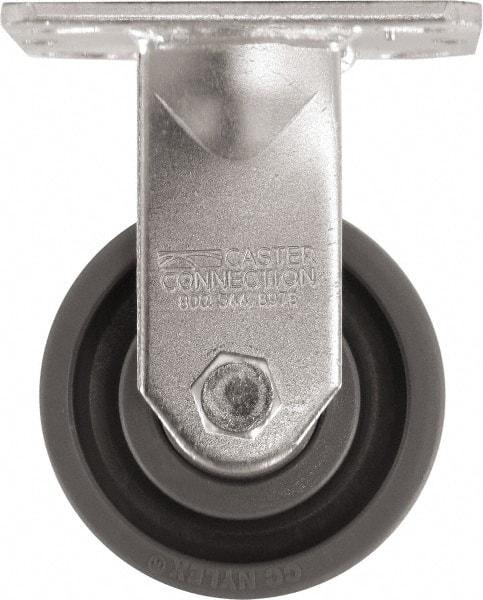 Caster Connection - 4" Diam x 2" Wide x 5-5/8" OAH Top Plate Mount Rigid Caster - High Grade Nylon, 1,000 Lb Capacity, Sealed Precision Ball Bearing, 4 x 4-1/2" Plate - Benchmark Tooling