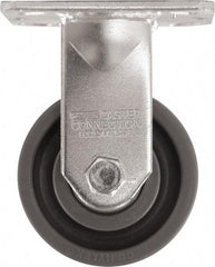 Caster Connection - 4" Diam x 2" Wide x 5-5/8" OAH Top Plate Mount Rigid Caster - High Grade Nylon, 1,000 Lb Capacity, Sealed Precision Ball Bearing, 4 x 4-1/2" Plate - Benchmark Tooling