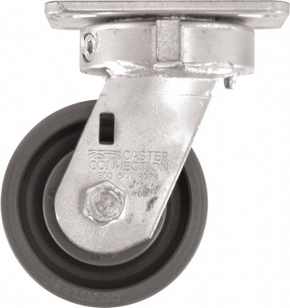 Caster Connection - 4" Diam x 2" Wide x 5-5/8" OAH Top Plate Mount Swivel Caster - High Grade Nylon, 1,000 Lb Capacity, Sealed Precision Ball Bearing, 4 x 4-1/2" Plate - Benchmark Tooling