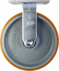 Caster Connection - 10" Diam x 3" Wide x 11-1/2" OAH Top Plate Mount Rigid Caster - Polyurethane on Iron, 2,750 Lb Capacity, Sealed Precision Ball Bearing, 4-1/2 x 6-1/4" Plate - Benchmark Tooling