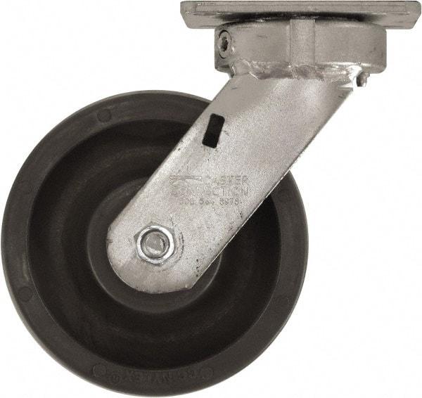 Caster Connection - 6" Diam x 2" Wide x 7-1/2" OAH Top Plate Mount Swivel Caster - High Grade Nylon, 1,500 Lb Capacity, Sealed Precision Ball Bearing, 4 x 4-1/2" Plate - Benchmark Tooling