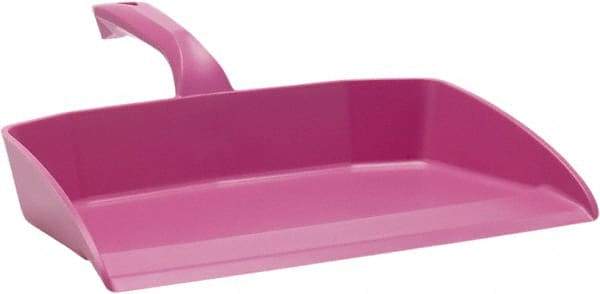 Vikan - 12-1/2" Wide Handheld Dustpan - Plastic Body, 4-1/2" Handle, Pink - Benchmark Tooling