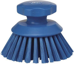 Vikan - 1-1/2" Bristle Length, Polyester Food Service Brush - 3-3/4" Long x 5" Wide Head, 5" OAL, Blue, Polypropylene Block - Benchmark Tooling