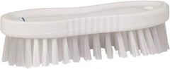 Vikan - 1" Bristle Length, Polyester Scrub Brush - 6-1/4" Long x 7" Wide Head, 7" OAL, White, Polypropylene Block - Benchmark Tooling