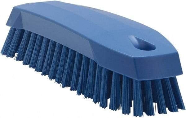 Vikan - 1" Bristle Length, Polyester Scrub Brush - 6-1/4" Long x 7" Wide Head, 7" OAL, Blue, Polypropylene Block - Benchmark Tooling