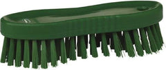 Vikan - 1" Bristle Length, Polyester Scrub Brush - 6-1/4" Long x 7" Wide Head, 7" OAL, Green, Polypropylene Block - Benchmark Tooling