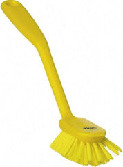 Vikan - 1" Bristle Length, Polyester Food Service Brush - 2-11/16" Long x 1" Wide Head, 10-1/2" OAL, Yellow, Polypropylene Block - Benchmark Tooling