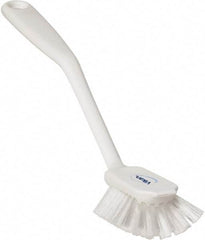 Vikan - 1" Bristle Length, Polyester Food Service Brush - 2-11/16" Long x 1" Wide Head, 10-1/2" OAL, White, Polypropylene Block - Benchmark Tooling