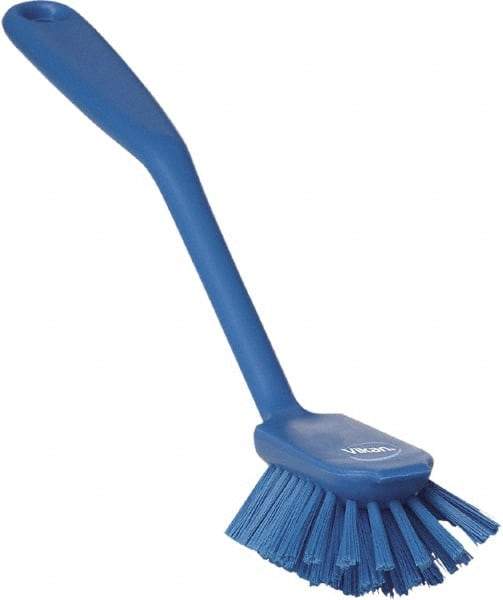 Vikan - 1" Bristle Length, Polyester Food Service Brush - 2-11/16" Long x 1" Wide Head, 10-1/2" OAL, Blue, Polypropylene Block - Benchmark Tooling