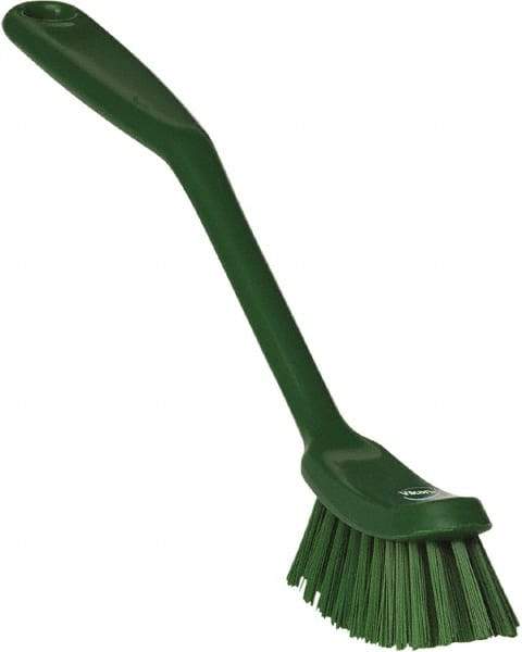 Vikan - 1" Bristle Length, Polyester Food Service Brush - 2-7/8" Long x 1" Wide Head, 11" OAL, Green, Polypropylene Block - Benchmark Tooling