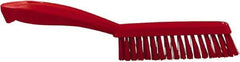 Vikan - 1.3" Bristle Length, Polyester Scrub Brush - 5-7/8" Long x 0.8" Wide Head, 11.2" OAL, Red, Polypropylene Block - Benchmark Tooling