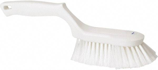 Vikan - 2" Bristle Length, Polyester Wash Brush - 5-13/16" Long x 5" Wide Head, 13-1/2" OAL, White, Polypropylene Block - Benchmark Tooling