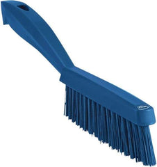 Vikan - 1.3" Bristle Length, Polyester Scrub Brush - 5-7/8" Long x 0.8" Wide Head, 11.2" OAL, Blue, Polypropylene Block - Benchmark Tooling