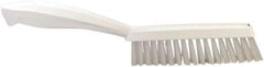 Vikan - 1.3" Bristle Length, Polyester Scrub Brush - 5-7/8" Long x 0.8" Wide Head, 11.2" OAL, White, Polypropylene Block - Benchmark Tooling