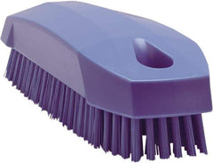 Vikan - 0.7" Bristle Length, Polyester Scrub Brush - 1-1/2" Wide Head, 4-1/2" OAL, Purple, Polypropylene Block - Benchmark Tooling