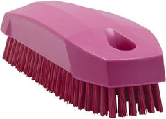 Vikan - 0.7" Bristle Length, Polyester Scrub Brush - 1-1/2" Wide Head, 4-1/2" OAL, Pink, Polypropylene Block - Benchmark Tooling